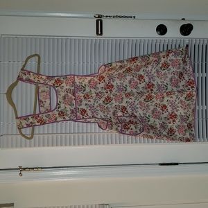 NWT Vintage Smock Apron w/ Pocket | Purple Trimmed Floral Print